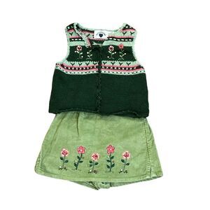Hartstrings 2pc sweater vest corduroy skirt set entity flowers size 4T